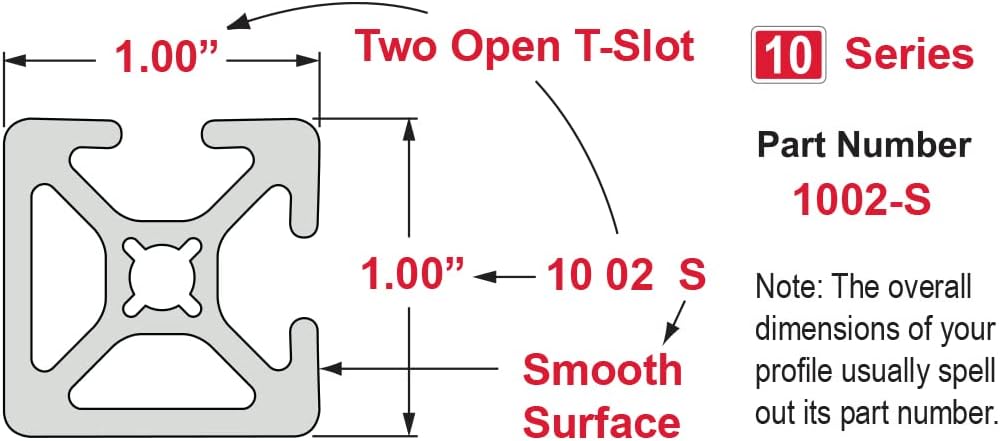 8020, 1002, 10 Series 1.0 Inch x 1.0 Inch Bi-Slot Double Channel Aluminum Ext...