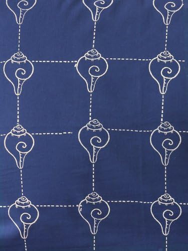 Hand Printed Valance Curtain with Beaded Trim, Pacific Blue CP - Perfect for ...