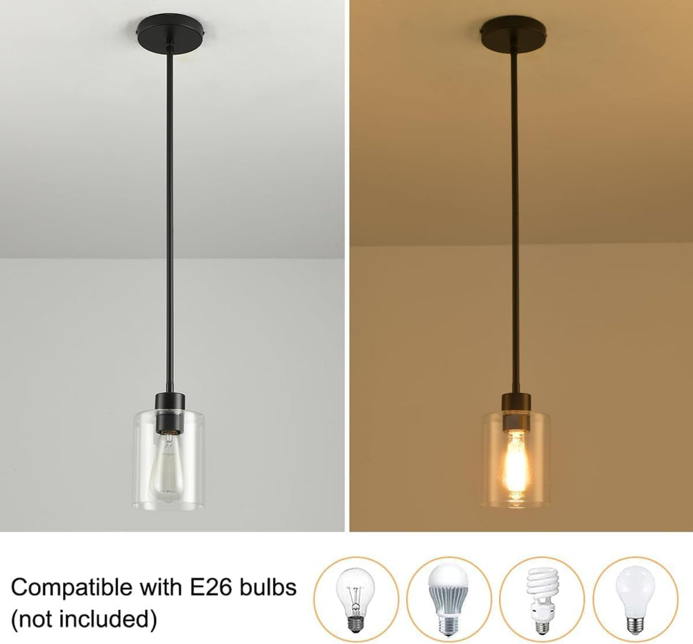 3 Pack Black Pendant Lights Kitchen Island, Modern Industrial Matte Black Han...