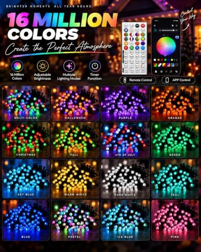 1Pack 200LED Smart Color Changing String Lights Halloween Lights App Remote