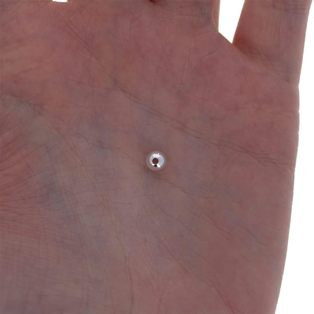50pcs 5MM Genuine 925 Sterling Seamless Silver Round Ball Beads Spacer for Je...