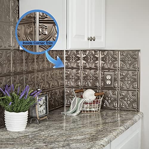 FASÄDE 47 in Vinyl Inside Corner Trim Brushed Nickel (5 Pack)
