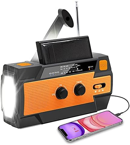NPET Emergency Solar Hand Crank Radio, AM FM NOAA Portable with LED Light