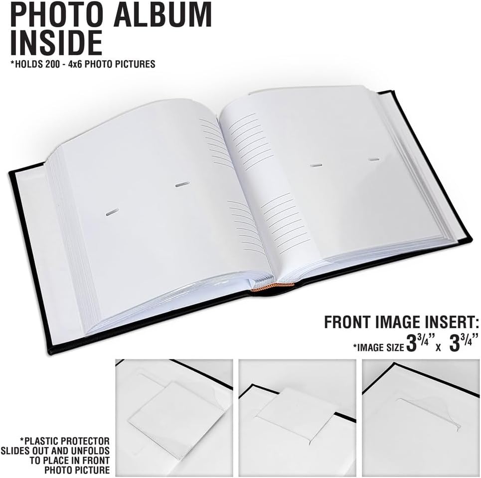 Personalized Wedding Photo Album, Custom Engraved Picture Album, Holds 200 4&...