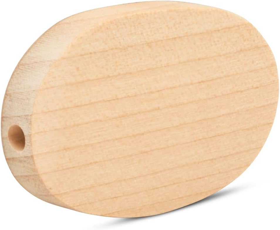Flat Wooden Bead 1-3/4 inch, Pack of 100 Oval Discs for Jewelry Making and Cr...