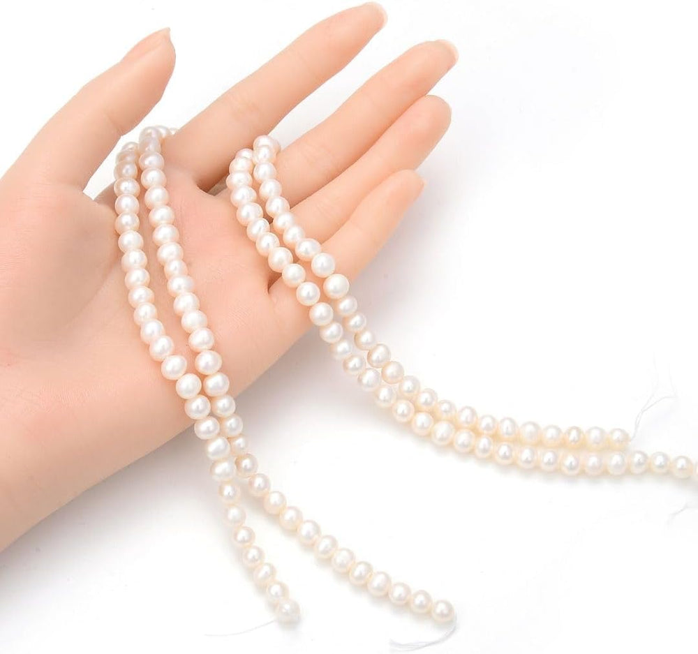Adabele 28 Inch Real Natural AAA High Luster Fairly Round Pearl Beads 6-7mm