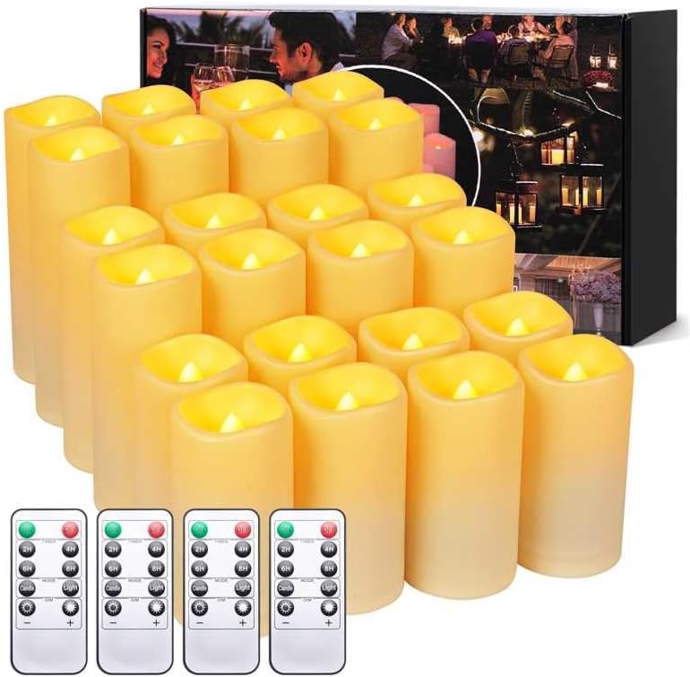 24Pack Flickering Flameless LED Candles with Remote Control,Waterproof Batter...