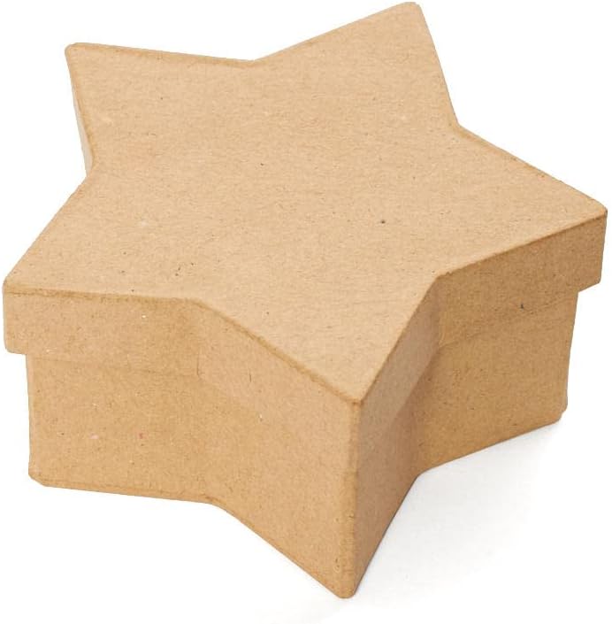 24 Paper Mache Star & Heart Boxes – Blank Craft Favor Box and Lid (3"...