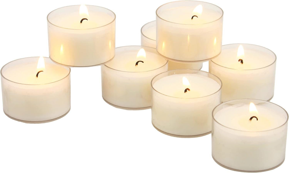 Stonebriar Bulk 96 Pack Unscented Smokeless Long Burning Clear Cup Tea Light ...