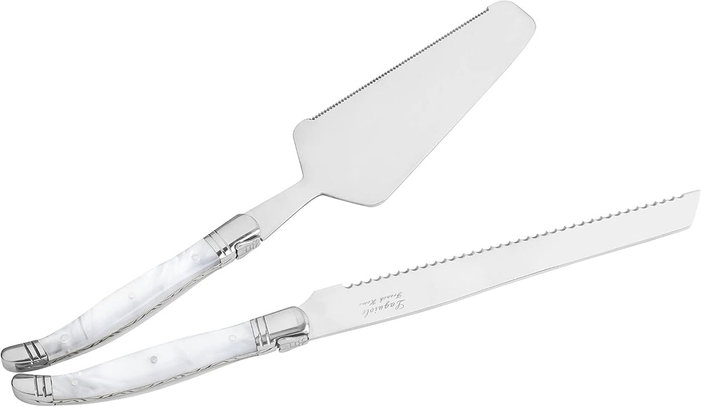 French Home Connoisseur Laguiole Cake and Pie Server Set, Pearl White
