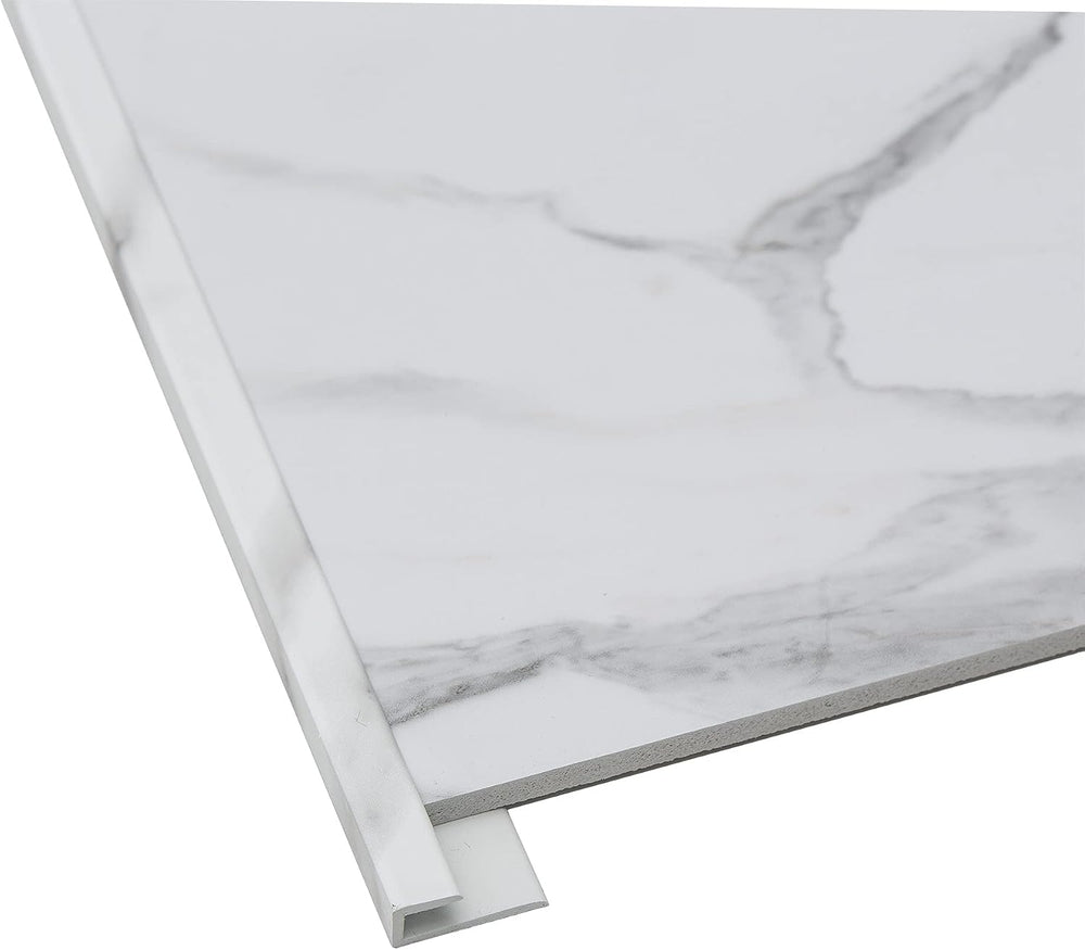 Palisade 94 in. Vinyl J-Trim in Carrara Marble (5 Pack)