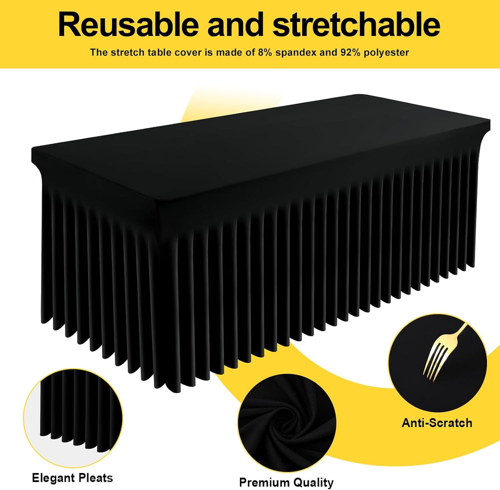 Smiry 2 Pack Spandex Elastic Fitted Table Cloth Skirt for 6FT Table