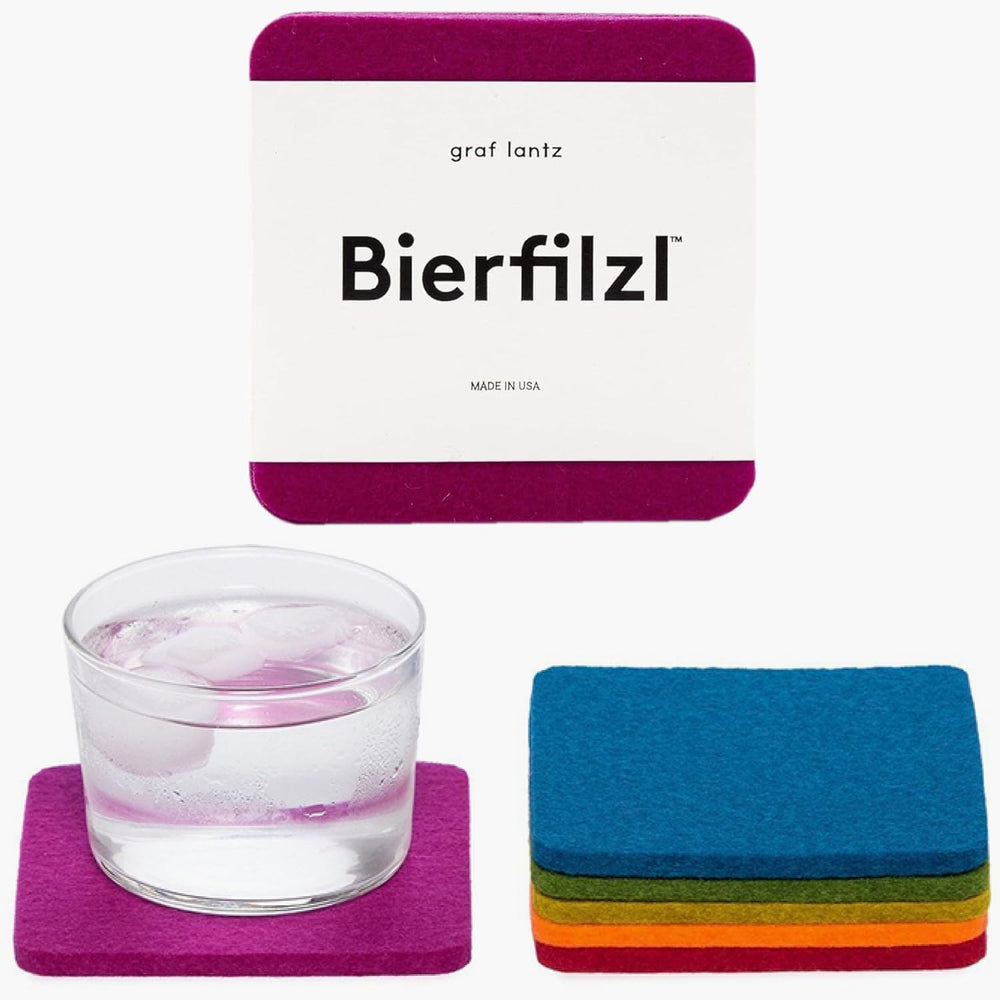 Graf Lantz - Bierfilzl Merino Wool Square Coasters Set of 6 - Rainbow (4"...