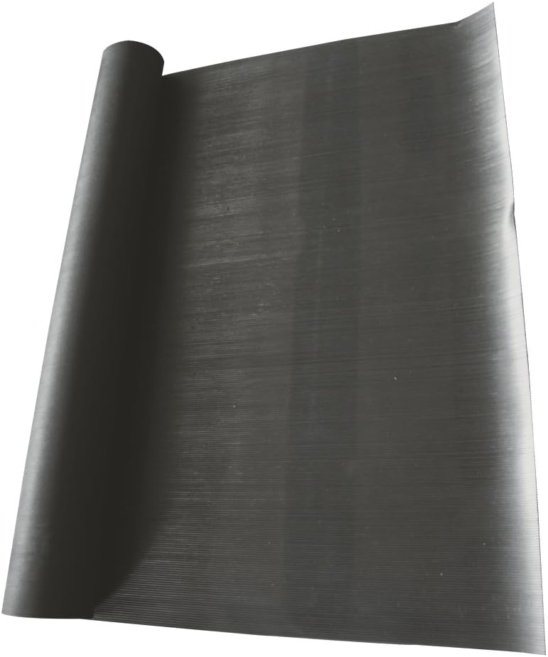 Rubber-Cal Fine Rib Corrugated Rubber Floor Mat - 1/8" x 3ft x 10ft Black