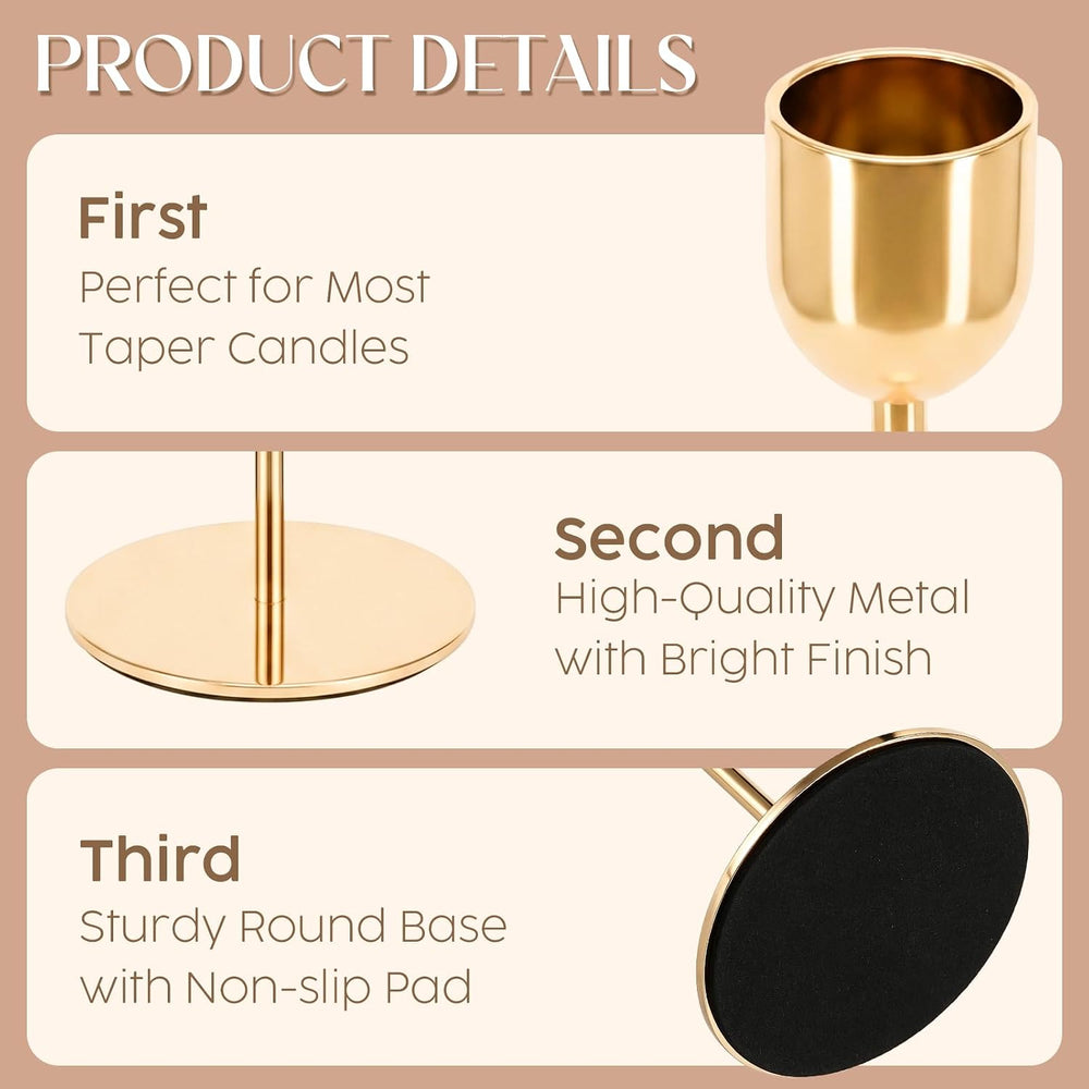 18Pcs Gold Candlestick Holders, Metal Tall Taper Candle Stick Holder