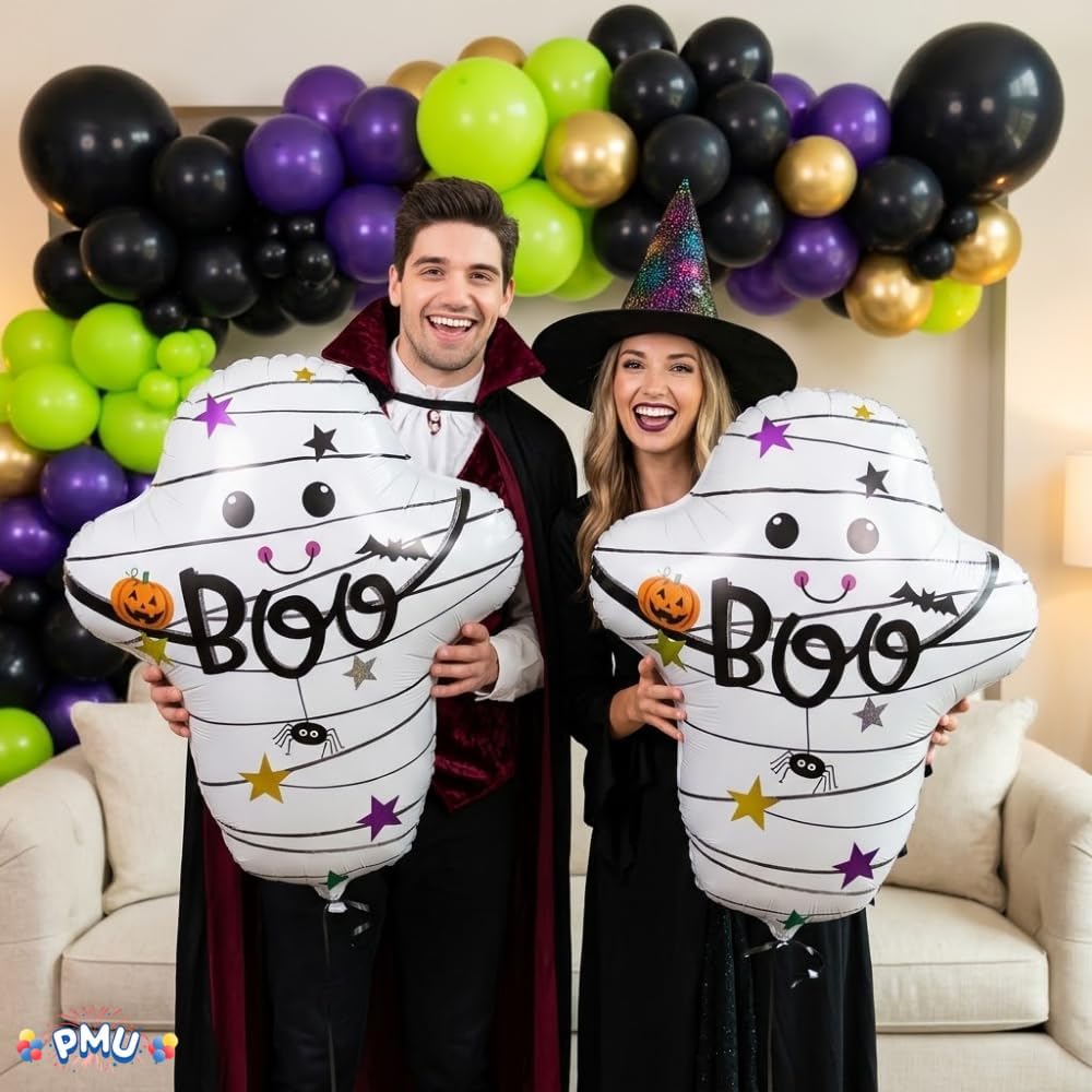 PMU 10 Pc Mummy Ghost 25in Balloon for Halloween Party Spooky Decorations