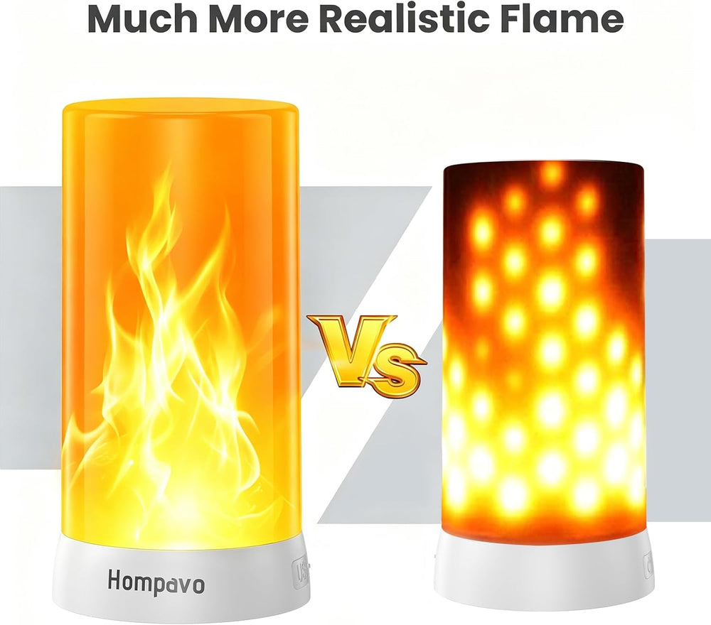 Hompavo 【Upgraded】 Flame Lights with Remote, Timer, 4-Mode Rechargeable