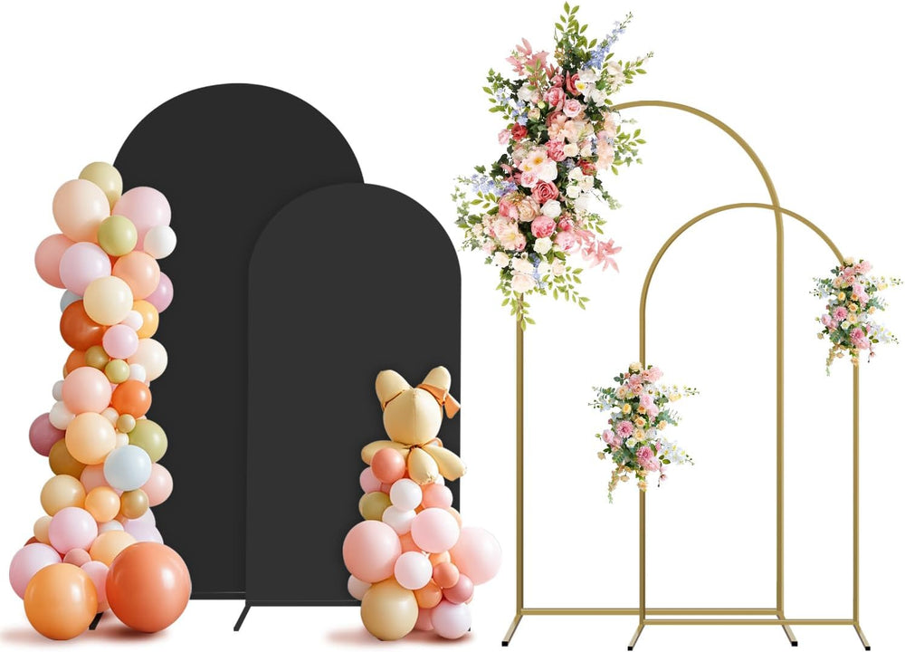 Arch Backdrop Stand and Cover Set, 3 Metal Balloon Arch Backdrop 7.2ft 6ft, G...