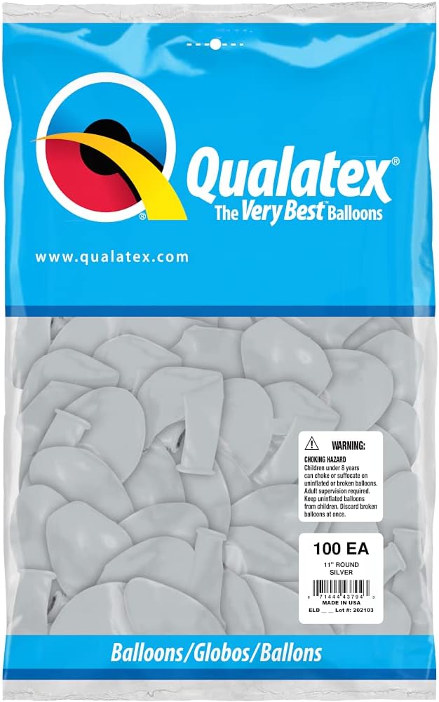 Qualatex 11" Metalic Silver Balloons (100ct) by Pioneer Balloon Company