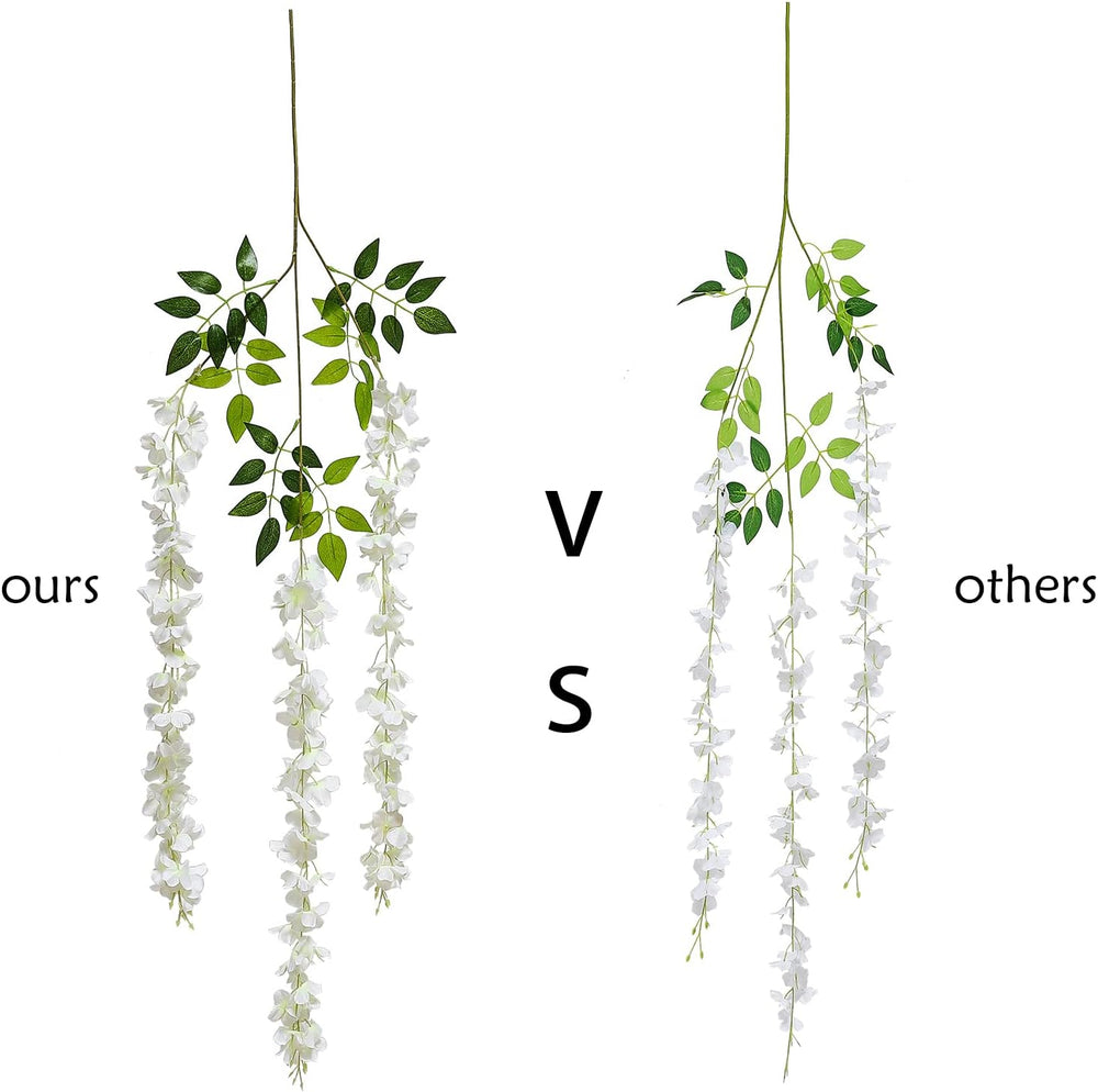12 Piece Artificial Silk Wisteria Hanging Flowers(White)