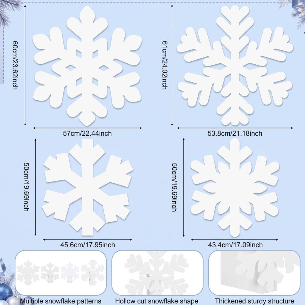 4 Pcs Christmas Snowflake Party Decor Winter Standing Cutout