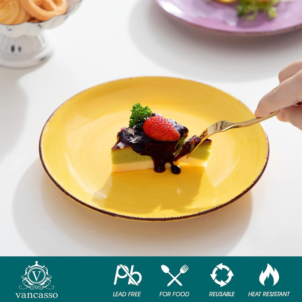 vancasso Bonita Muticolor Salad Plate Set of 6, 7.5 Inch Ceramic Dessert Plat...