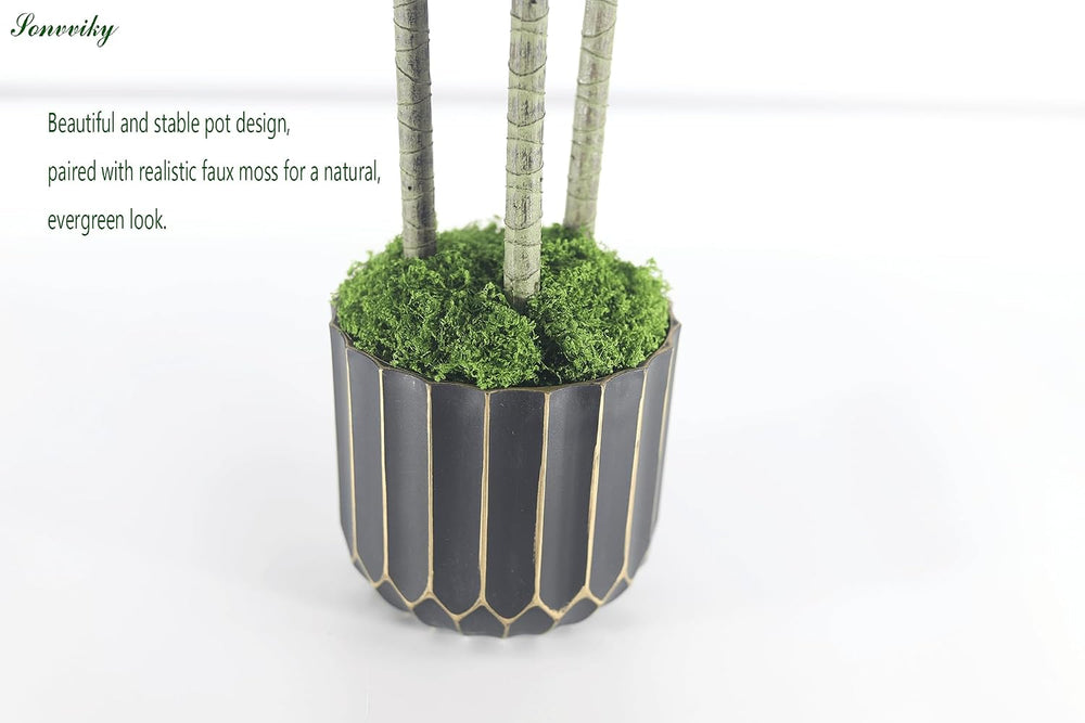 4FT Artificial Dracaena Tree with Black Pot, Faux Plants Indoor