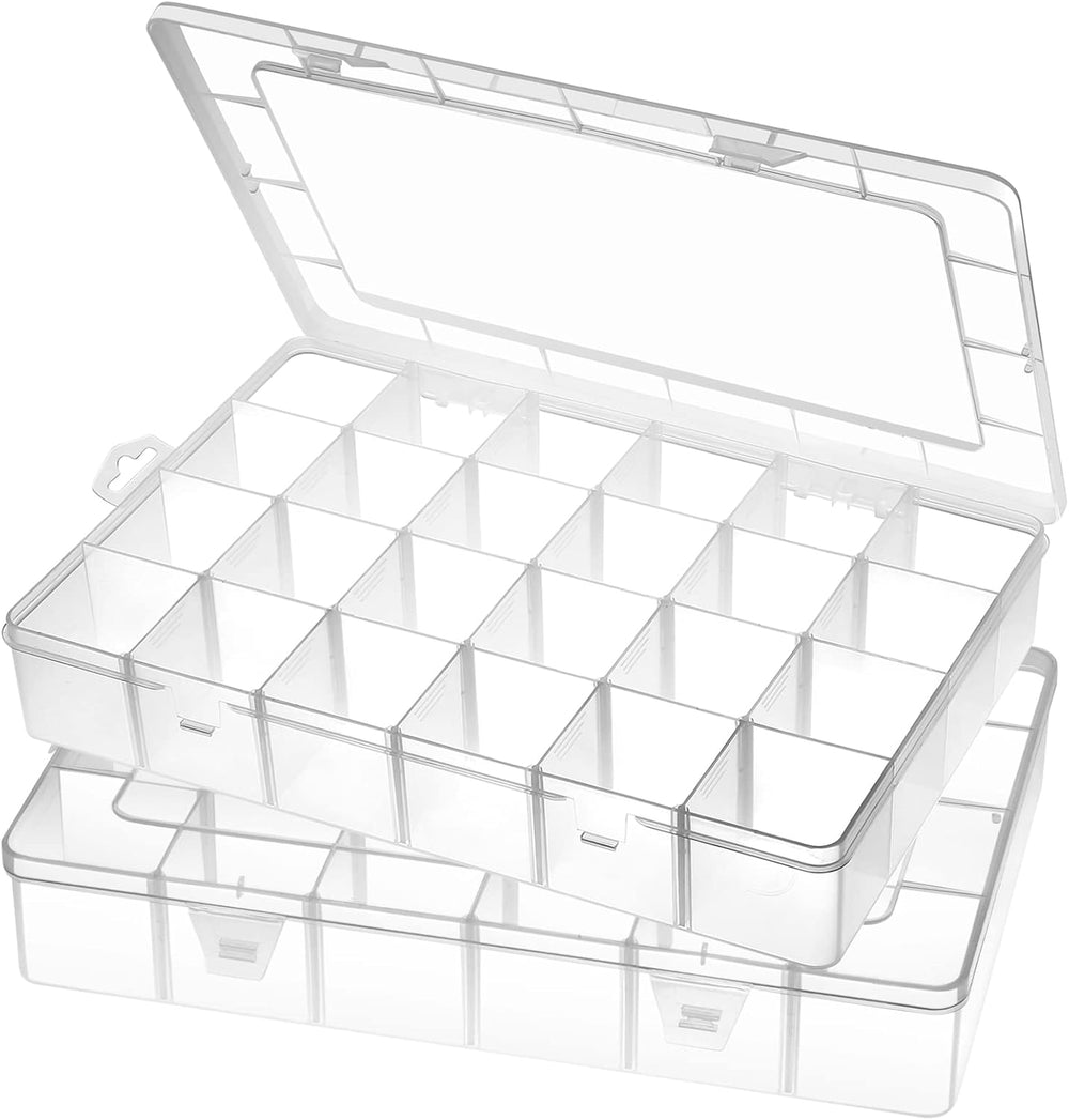 Gbivbe Large 24 Grids Plastic Organizer Box Adjustable Dividers,Clear Storage...