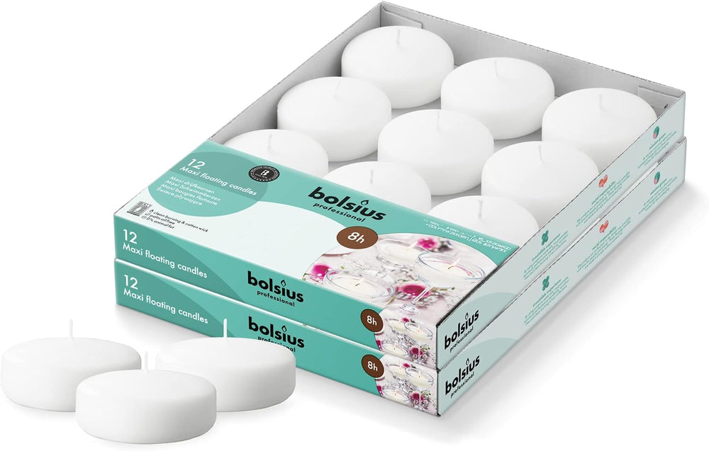 BOLSIUS 3 Inch White Floating Candles - 24 Count Unscented - Premium European...