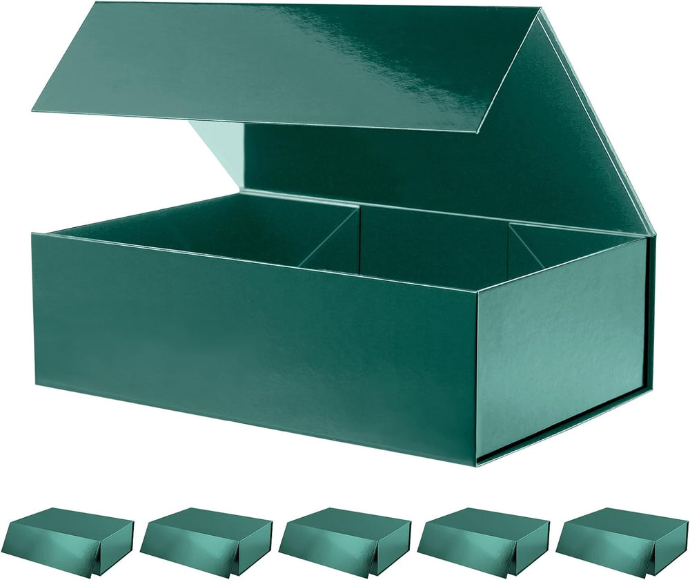 Large Green Gift Boxes with Magnetic Lid for Present, 6 Pack