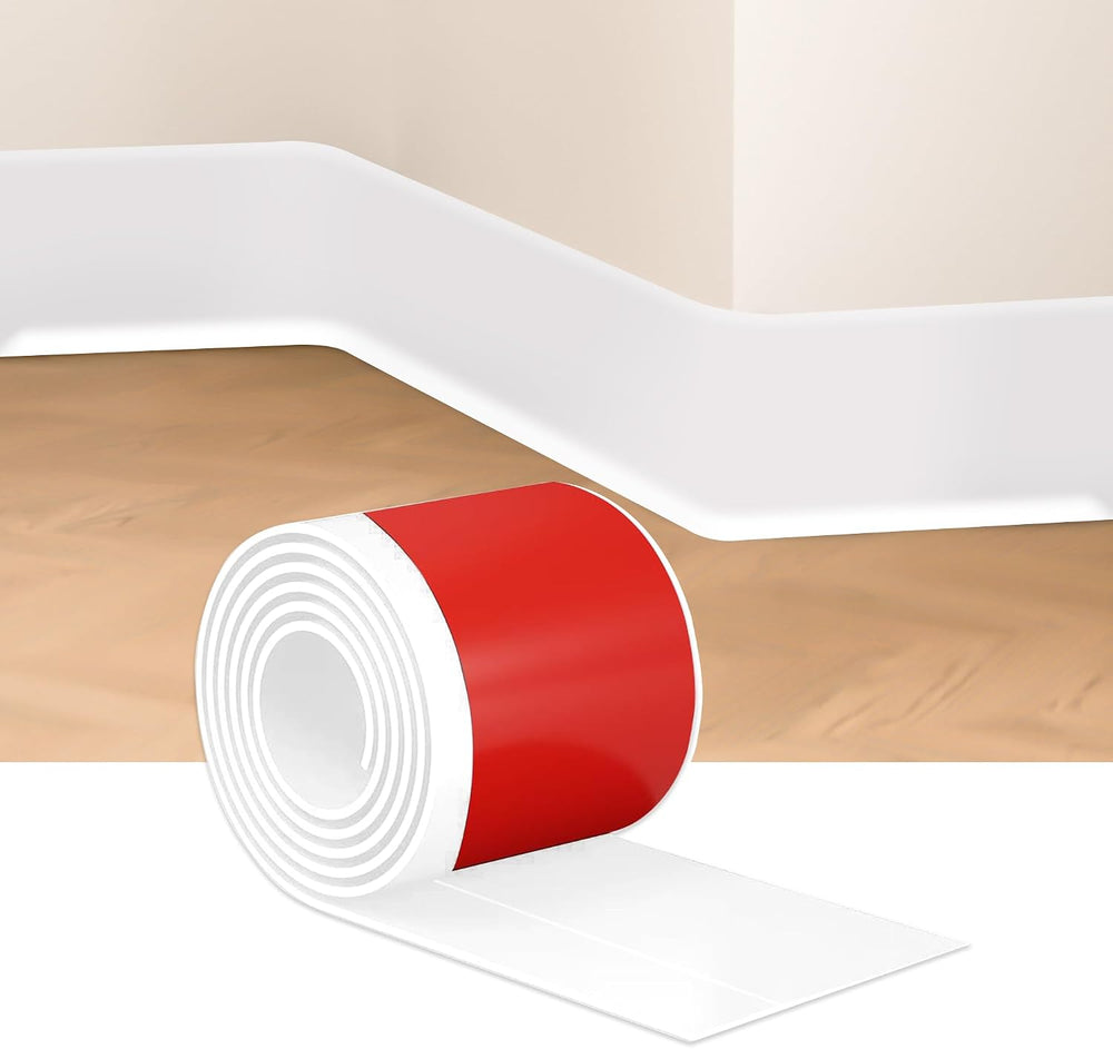White Wall Molding Trim 6 Inch x 20 Feet, Wall Base Baseboard Molding Trim Fl...