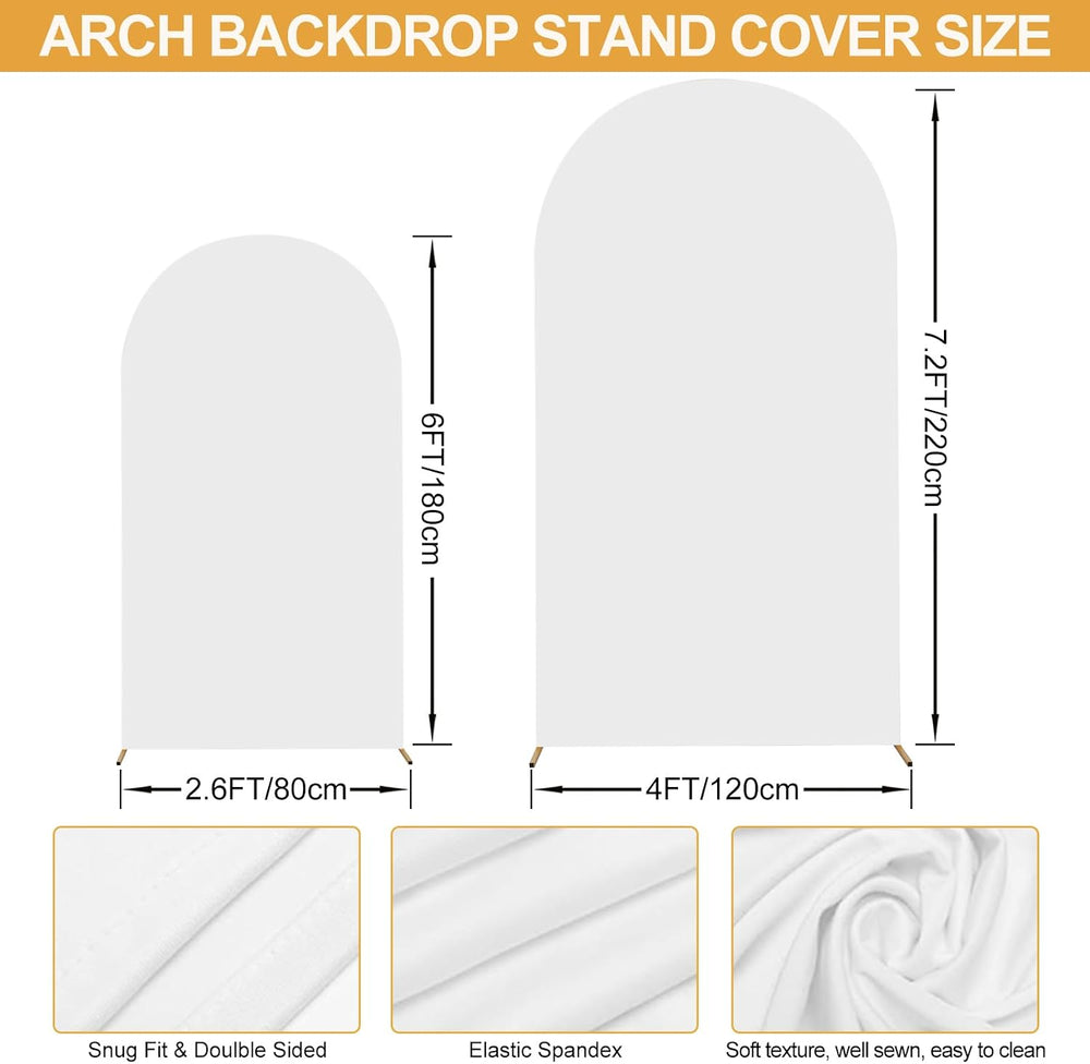 Wedding Arch Backdrop Stand Set of 2 With White Cover (7.2FT+6FT)