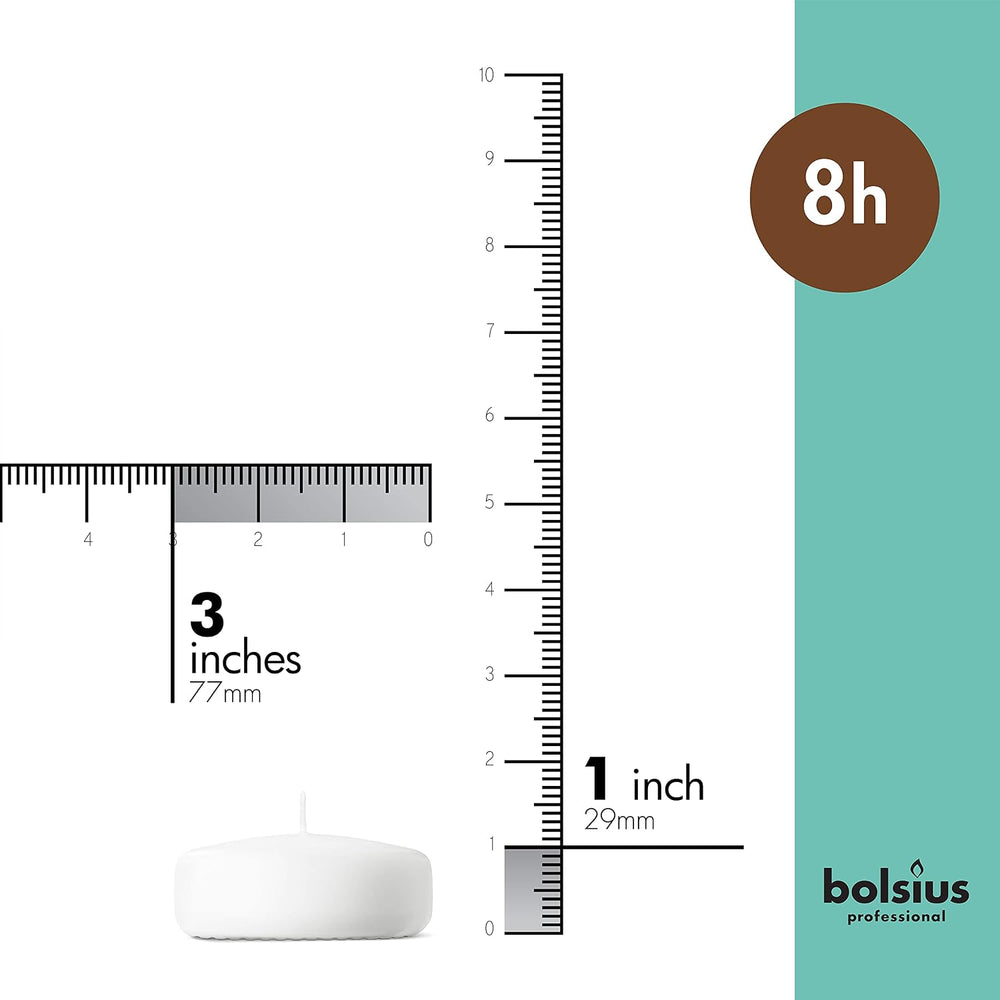 BOLSIUS 3 Inch White Floating Candles - 24 Count Unscented - Premium European...