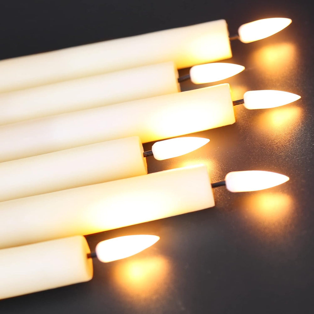 Eywamage Real Wax Ivory Flameless Taper Candles with Remote Set of 6