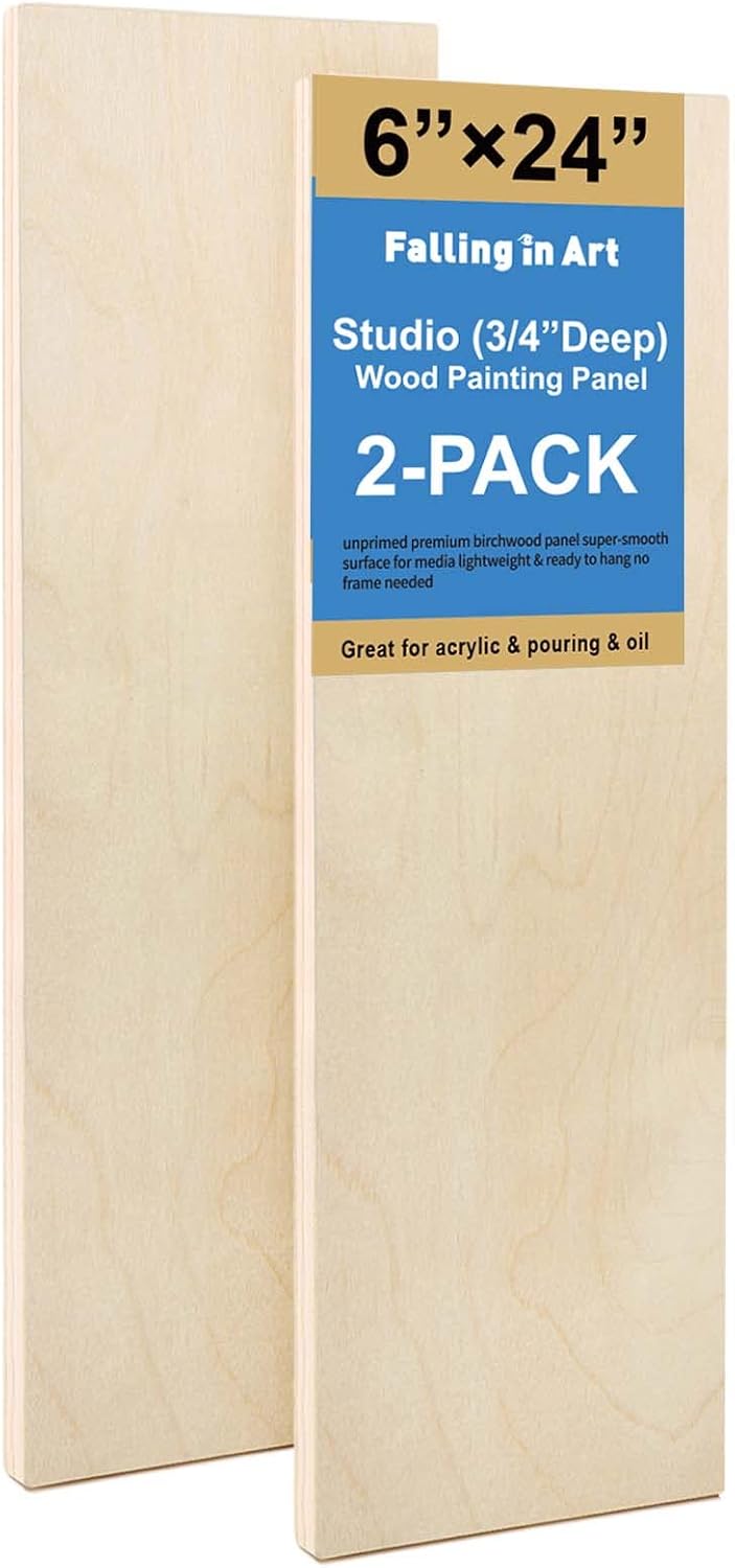 2 Pack 6x24’’ Unfinished Birch Wood Panels Kit for Painting