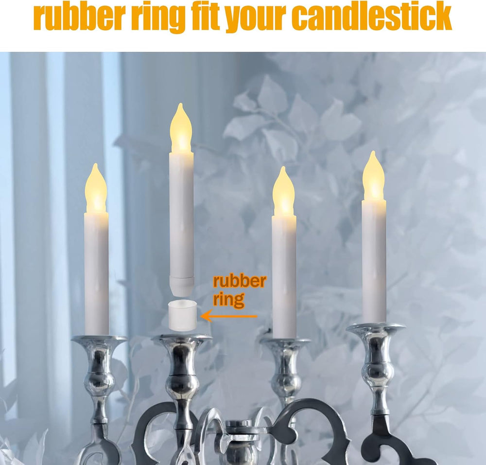 24 Pcs Flameless LED Taper Candles 6.5" Battery with Rubber Ring