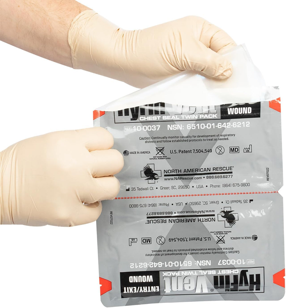 North American Rescue HyFin Vent Chest Seal (Twin Pack) NAR Vented Wound Ches...
