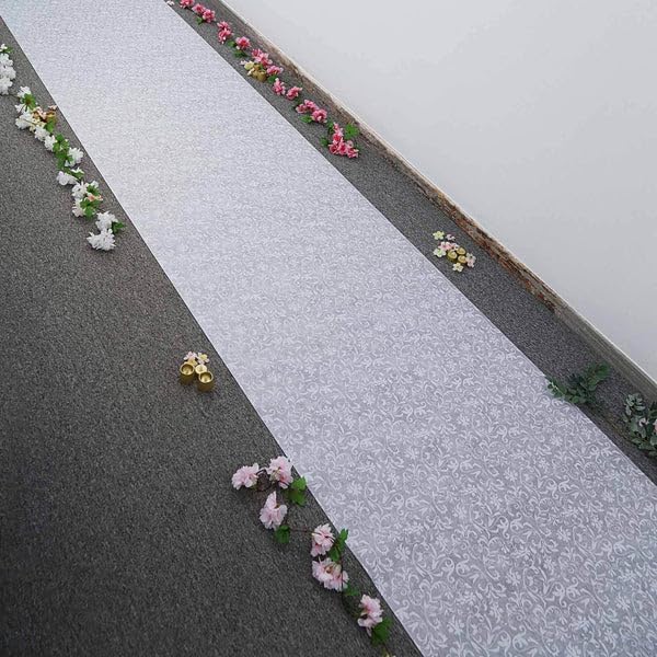 Efavormart 36" x 50ft White Floral Lace Aisle Runner
