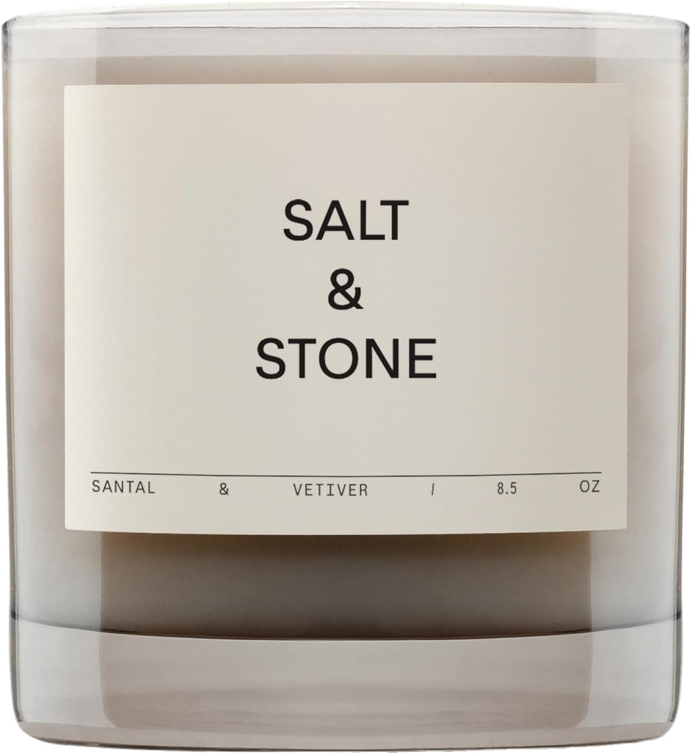 Salt & Stone Coconut & Soy Blend Scented Candle, Santal & Vetiver...
