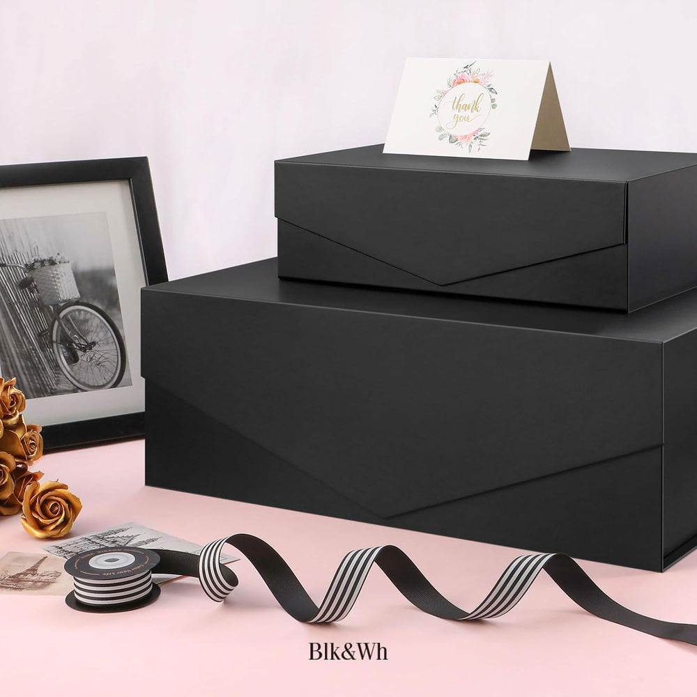 5 Extra Large Gift Box with Lid 19.2x15.8x7 Inches (Matte Black)
