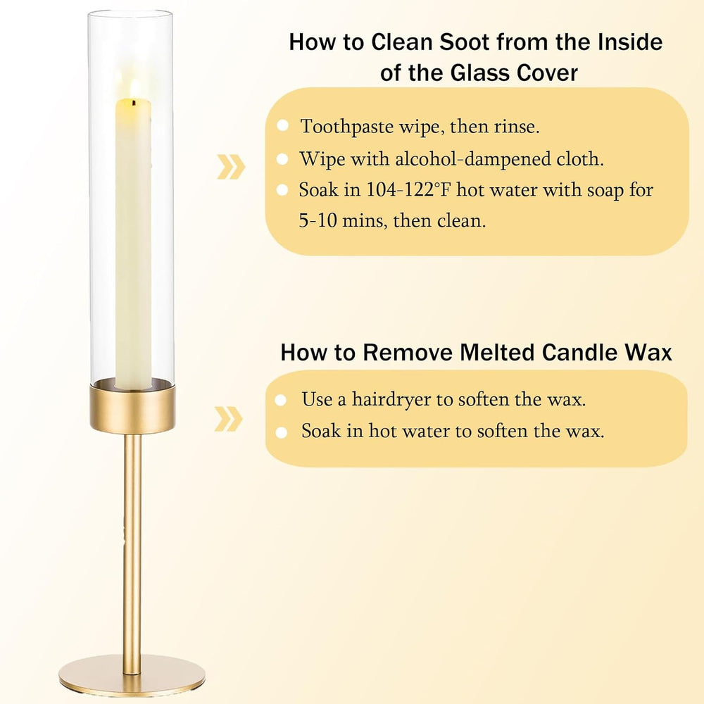 Romadedi Glass Hurricane Candle Holders for Candlestick, Gold, Set of 6