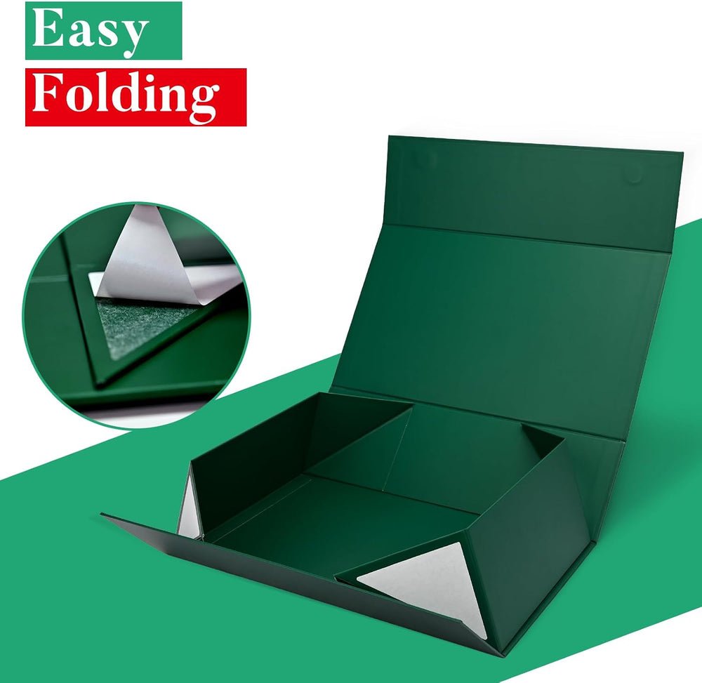 Dark Green Magnetic Gift Box for Christmas, 13.85"x8.35"x4.45"