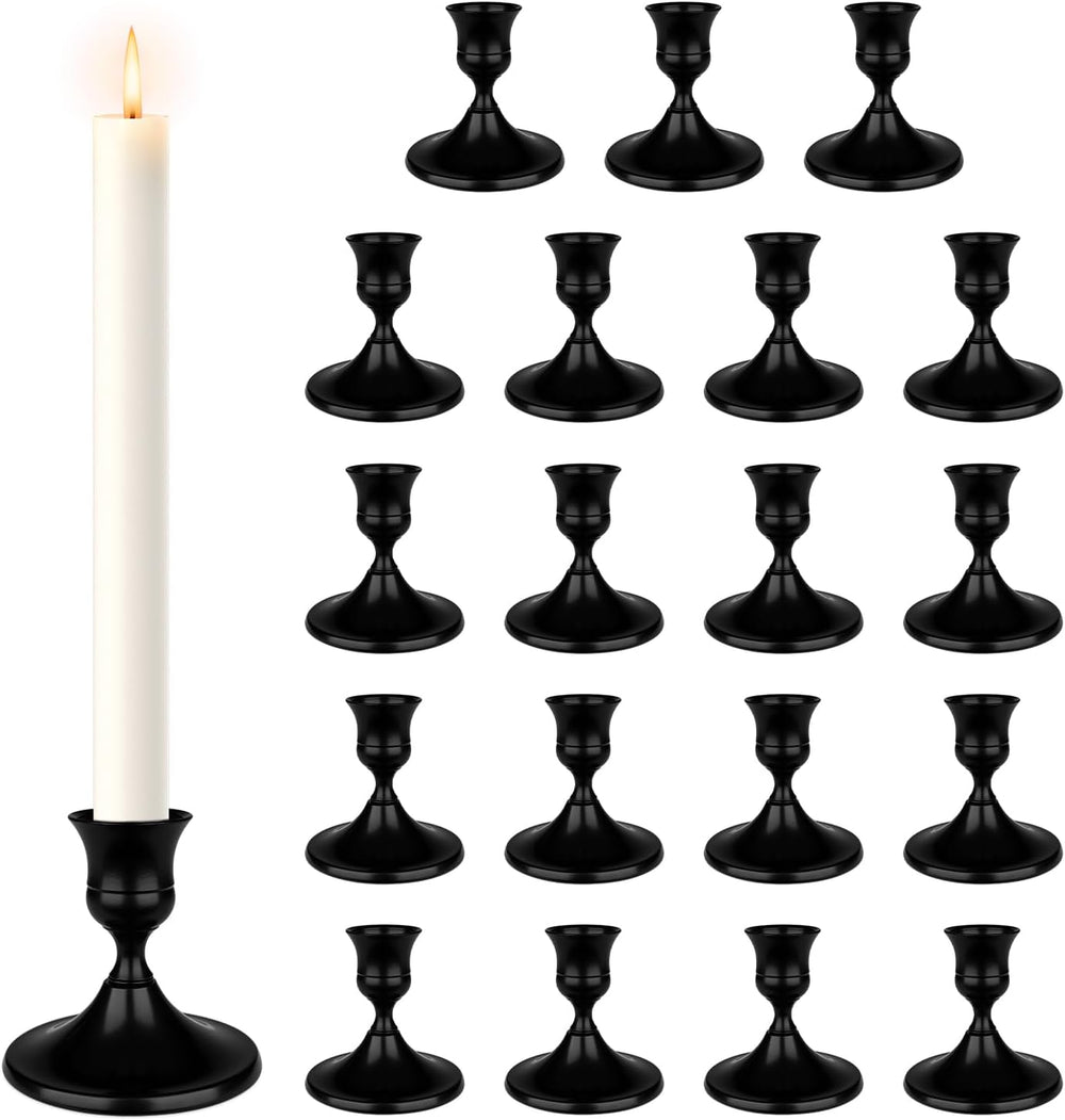 Black Candle Holder Taper Candle Holders, Set of 24 Candlestick Holders Decor...