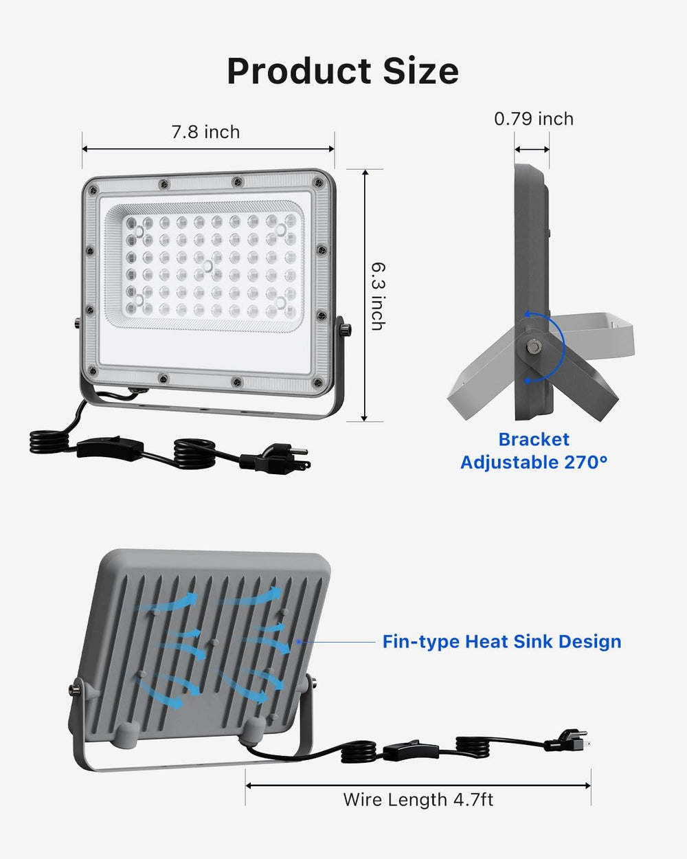 4 Pack 50W Blacklight Flood Lights for Halloween Yard Decoration
