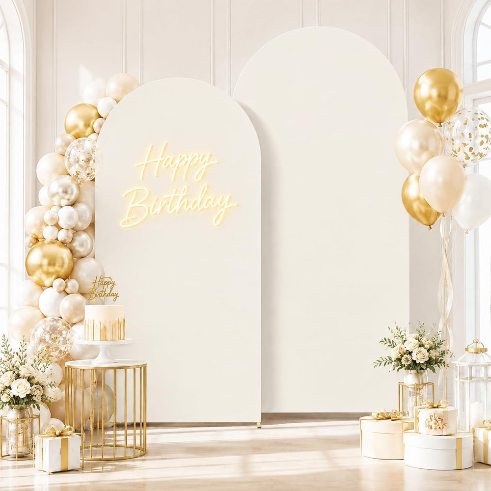 Metal Arch Backdrop Stand and Cream Cover Set of 2 (6FT/7.2FT)