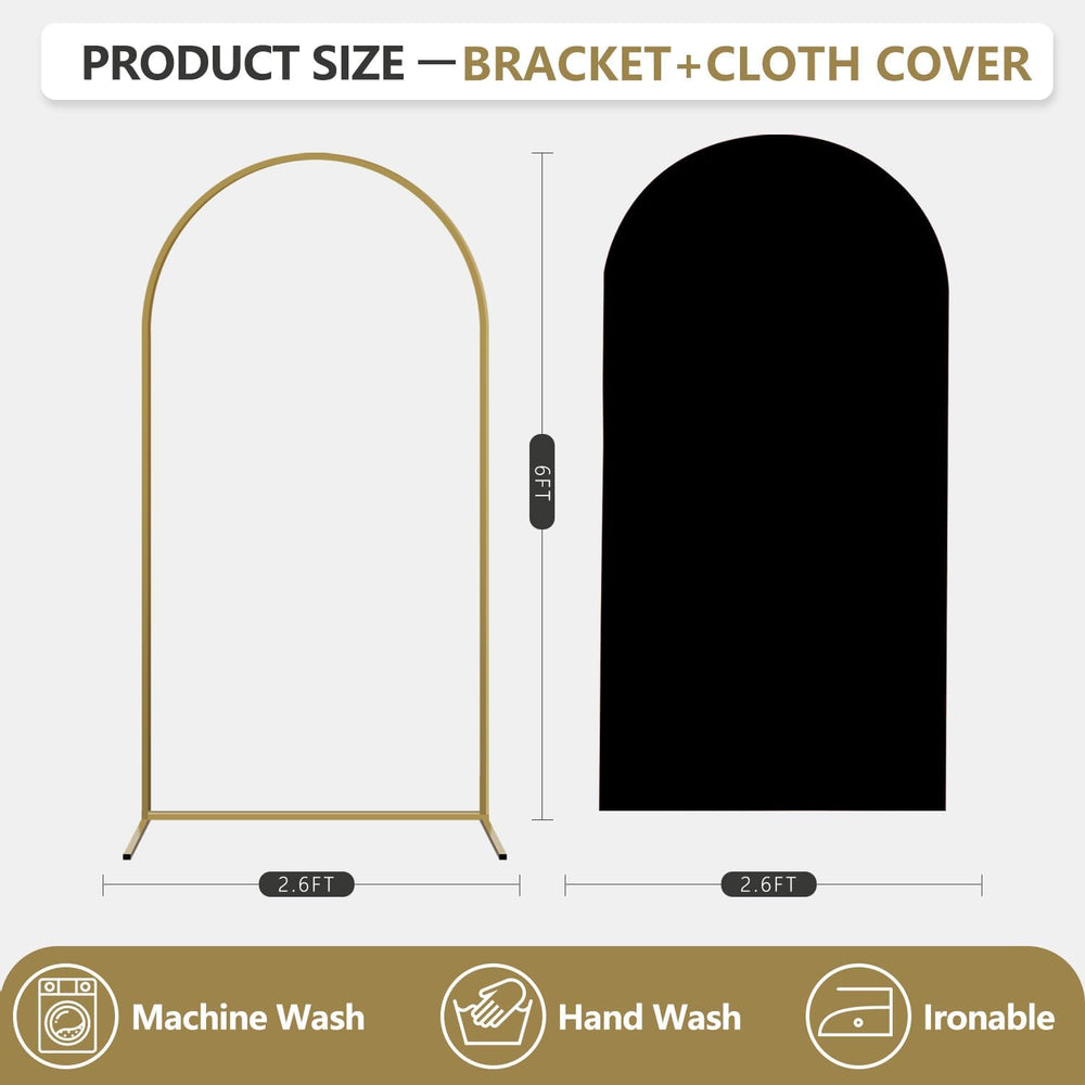 Arch Backdrop Stand and Cover Set, Metal Balloon Arch Backdrop 6ft, Gold Arch...