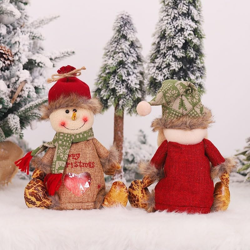 Flax Christmas Gift Bags Zipper Design Reusable Chritmas Eva Santa Snowman