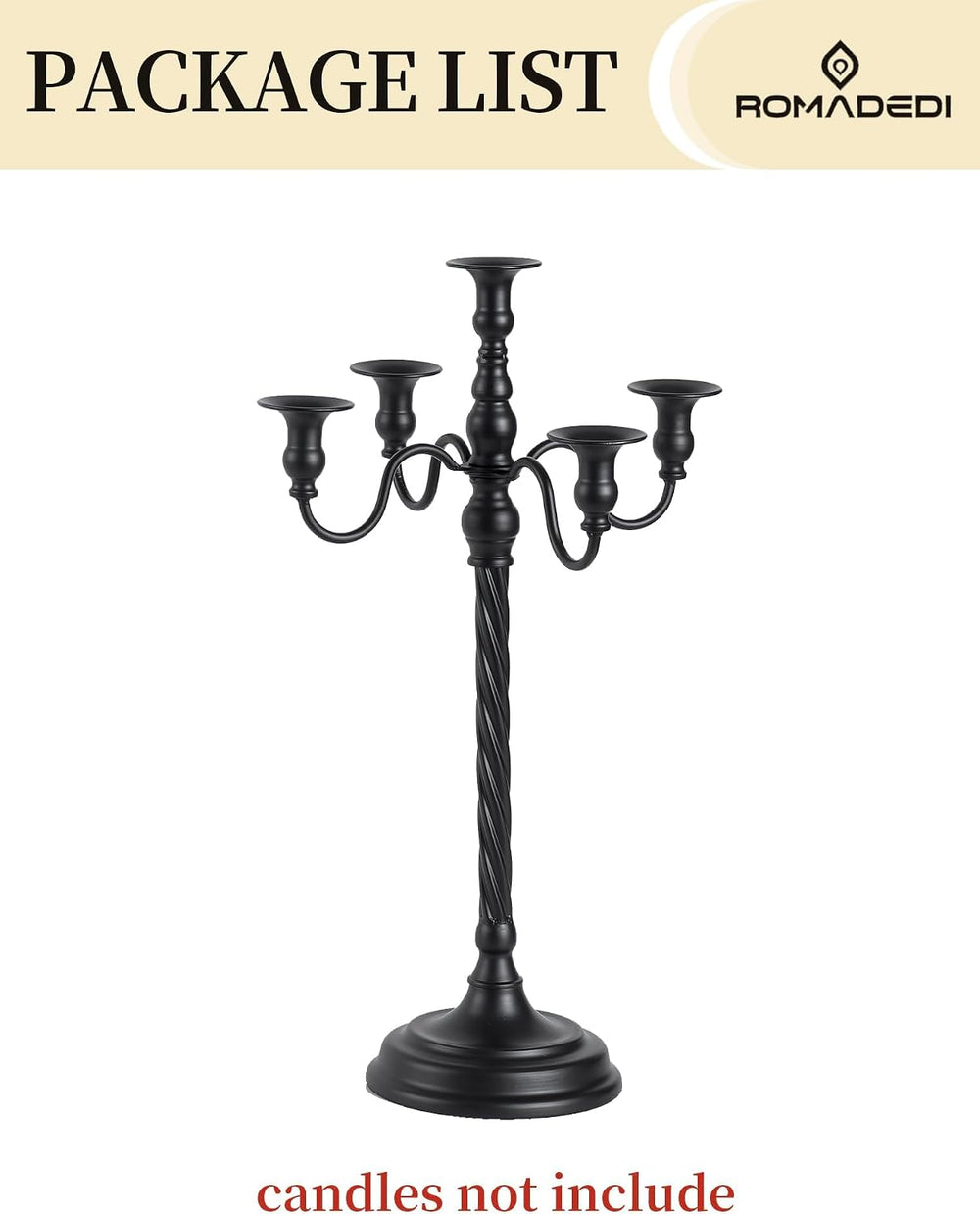 Romadedi Black Halloween Candle Holder: 22-Inch Tall Candelabra