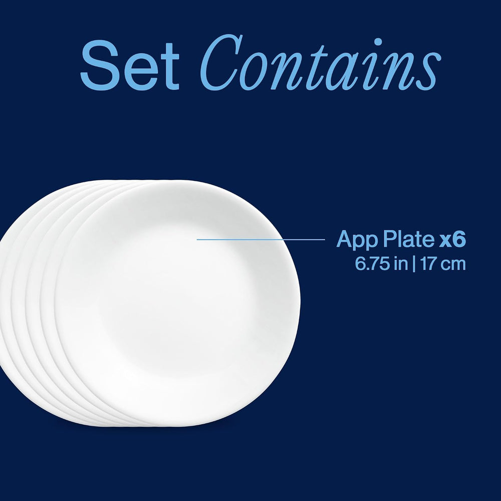 Corelle Winter Frost White 6-Piece 6.75-Inch Appetizer Plate Set