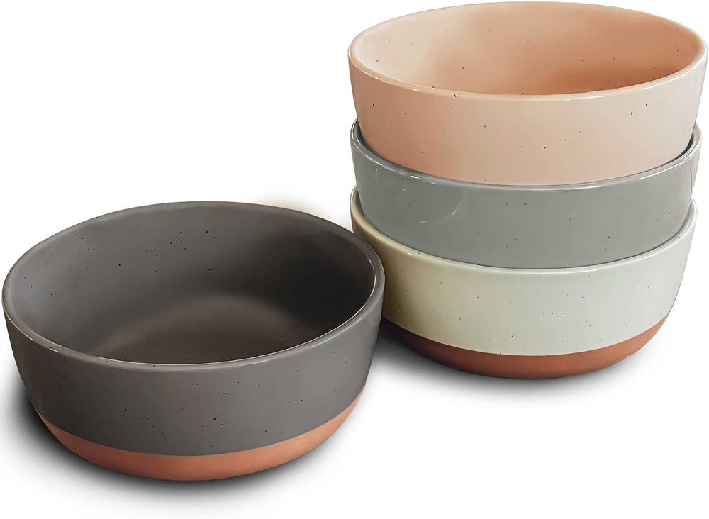 Set of 4 Porcelain Bowls, 25oz - Microwave, Dishwasher & Oven Safe for So...